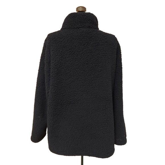 Zenana Jacket Womens L Fleece Teddy Bear Full Zip High Mock Neck Coat Black - Picture 4 of 10